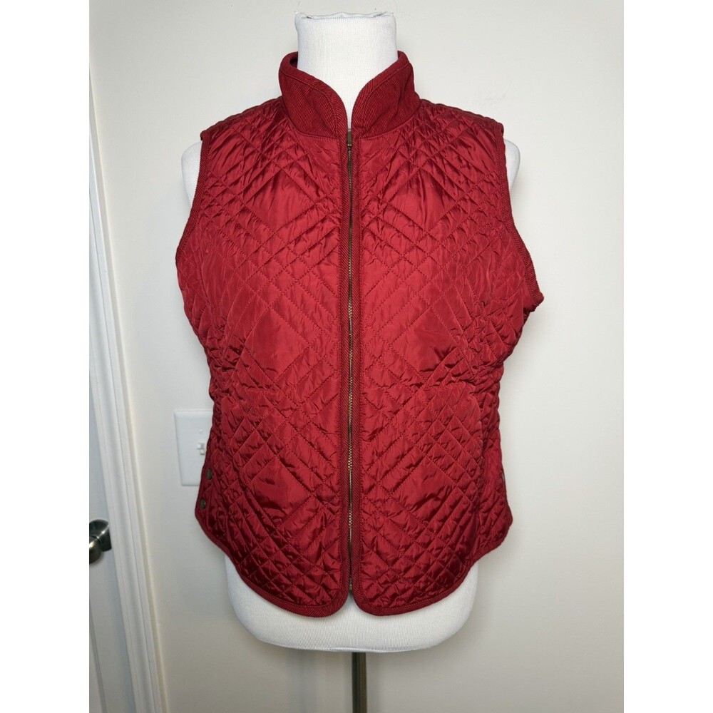 J. Jill Quilted Full Zip Vest Burgundy Women’s Medium Petite *flaw